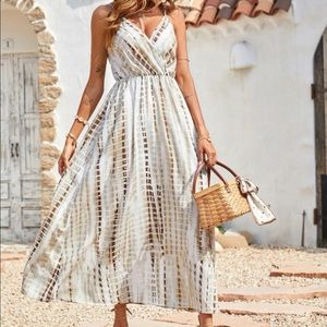 Boho plus size tie dye cami maxi dress